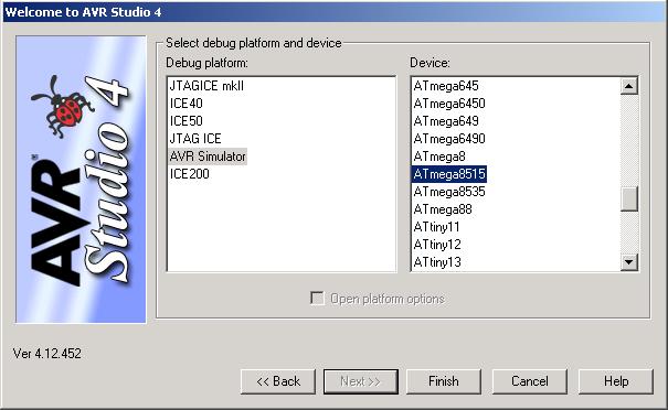 choix de debugger et du composant cible